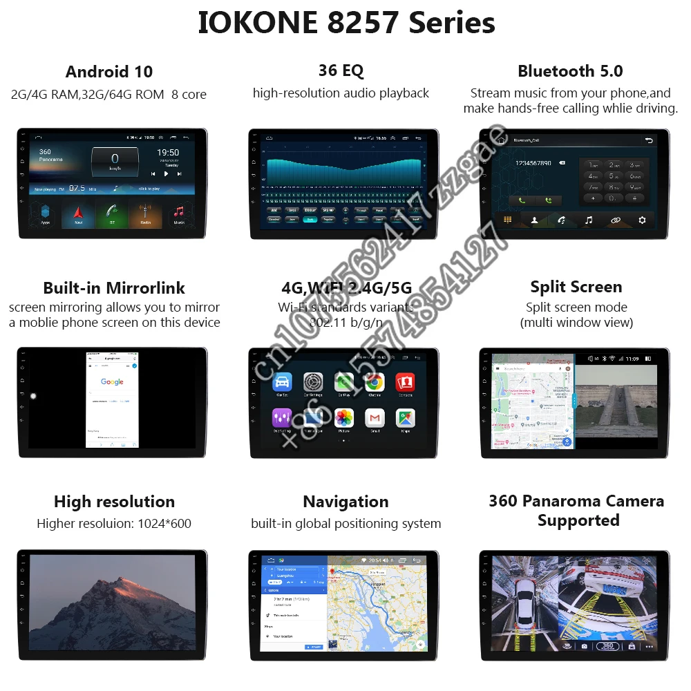 2020 IOKONE 9 "android 10.0 stereo otomatis 4G Lte 2 din, elektronik otomatis pintar android untuk Corolla 2009 2010 2011 2012 2013