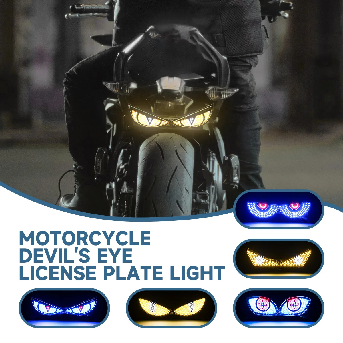 

1pcs Universal Demon Eye Motorcycle License Plate Screw Lamp Triangular Semicircle Burst Flash Exterior Lighting for Autos