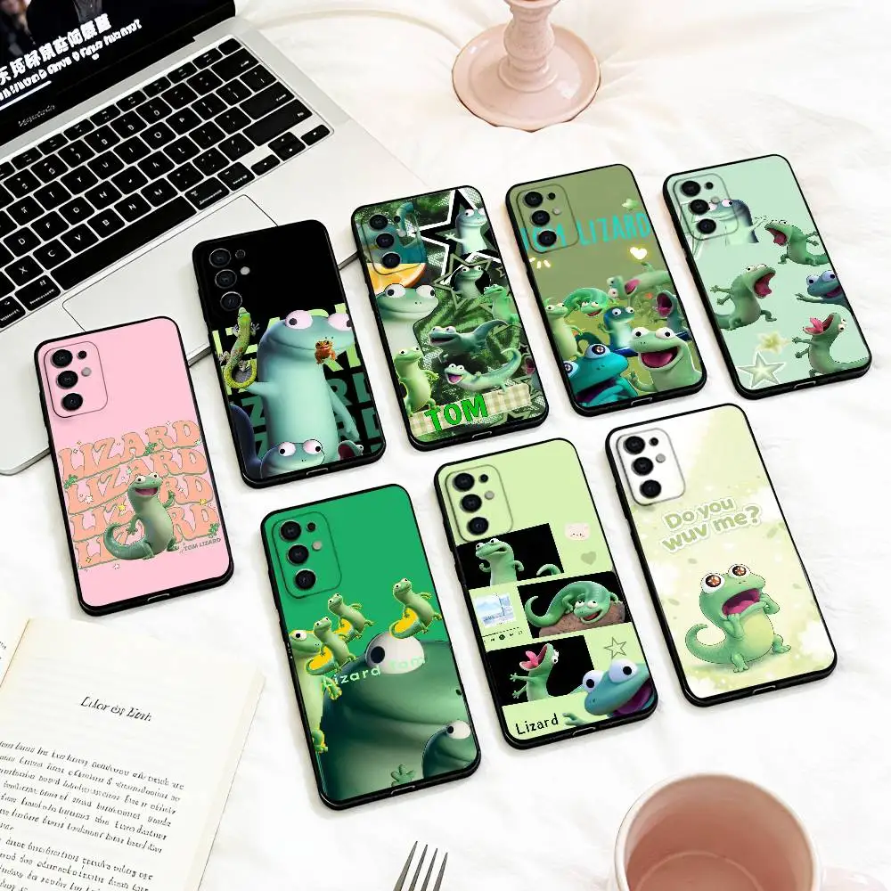 

T-Tom the lizard Phone Case For Samsung S 25,24,23,22,30,21,10,9,Ultra,Plus,Lite,FE,4,5 G Soft Black Case
