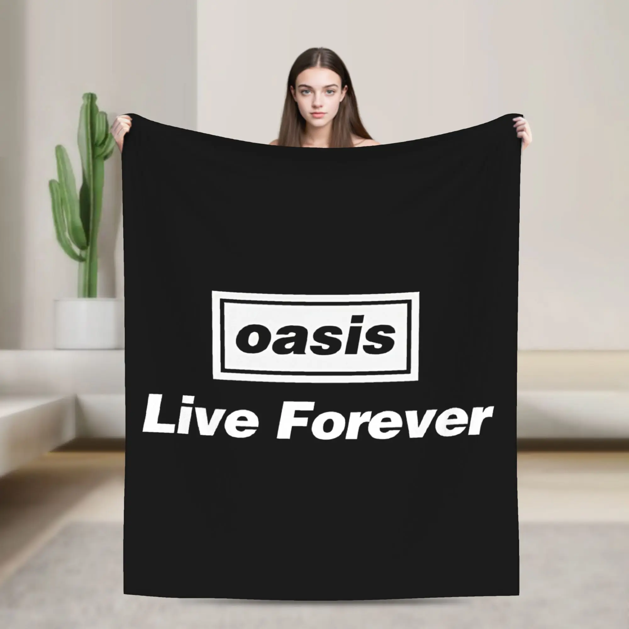 Live Forever Rock Band British Music Flannel Throw Blankets O-Oasis Blanket for Sofa Car Super Warm Bed Rug