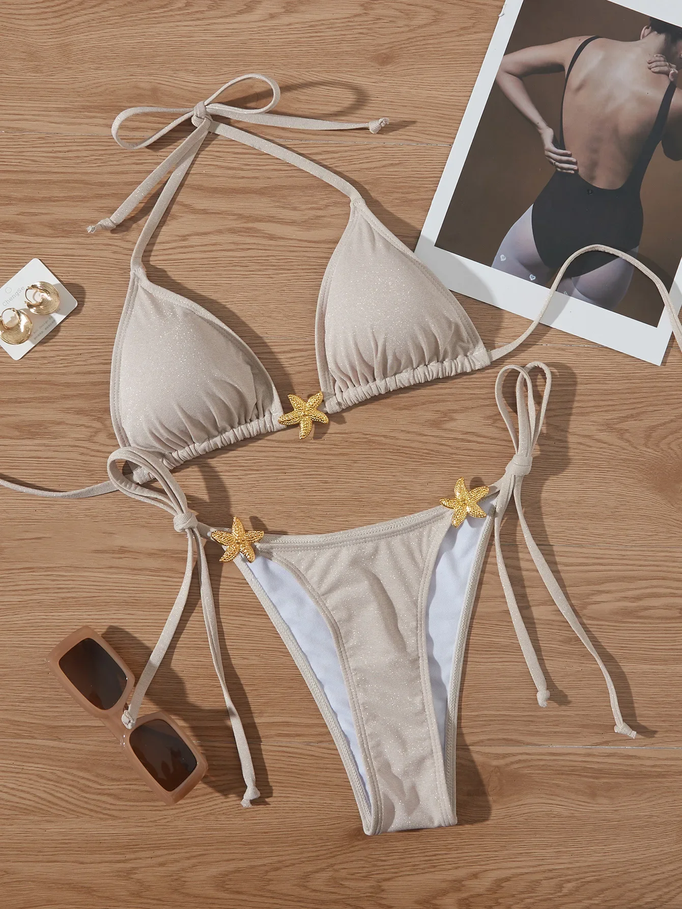 2025 Summer Holiday Women's High-End Solid Color Two-Piece Swimsuit Sexy Tight-Fit Beach Set Stylish & Elegant Summer Swimwear