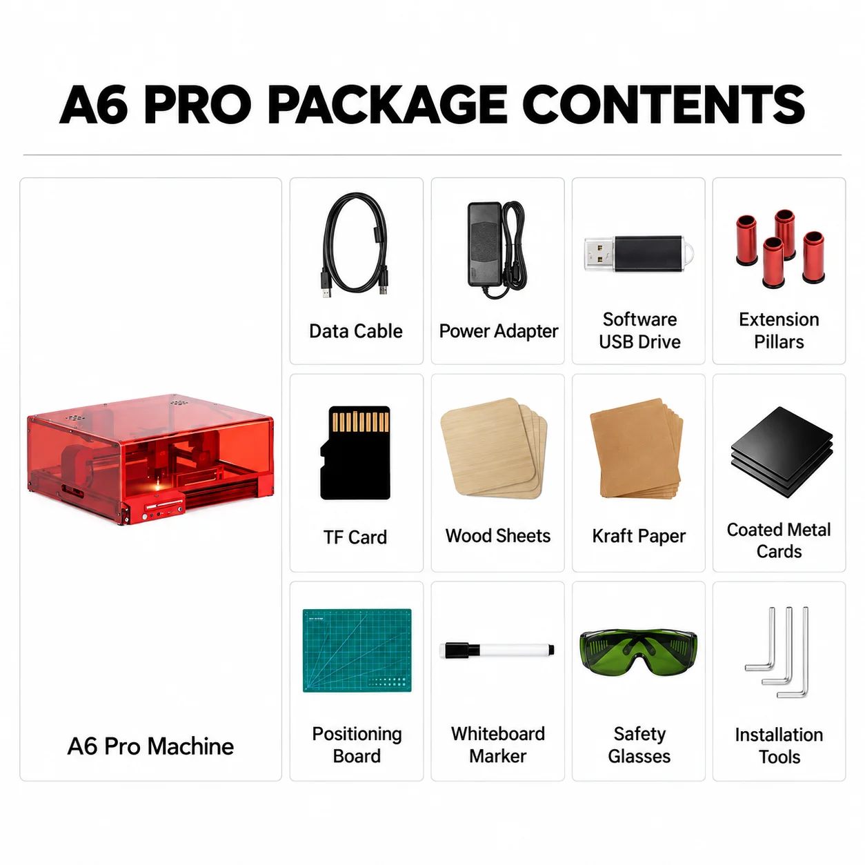 HAOJIAYI A6 Pro Portable Laser Engraver 5W Blue Diode 1W Infrared Laser Marking Cutting Machine for Metal Acrylic