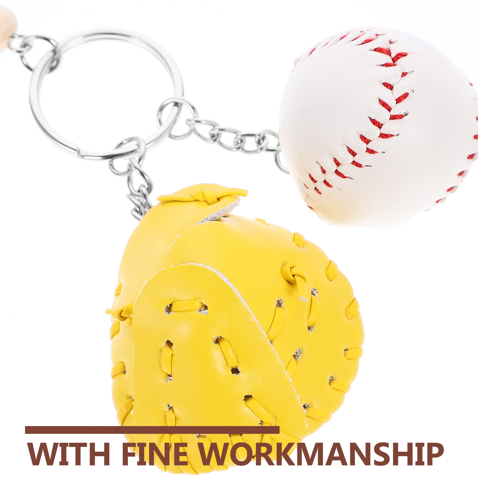 

2 Pcs Keychain 3 Baseball Keychain Gifts 5cm White Ball Yellow Glove 2cm Red Ball Mini Sports Key Ring Gifts Accessories