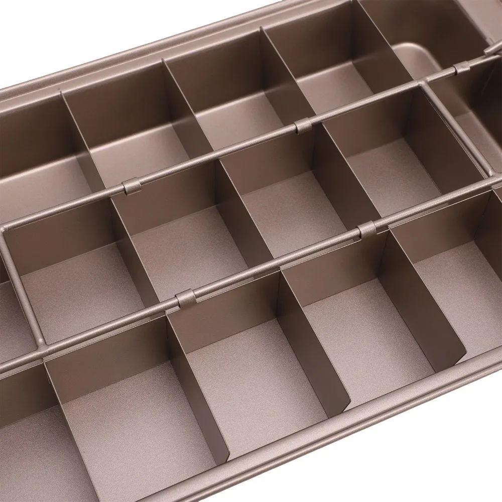 18 Slot Brownie Pan with Divider Carbon Steel Non Stick Brownie Baking Pan Square Shape Fixed Bottom Square Cake Mold