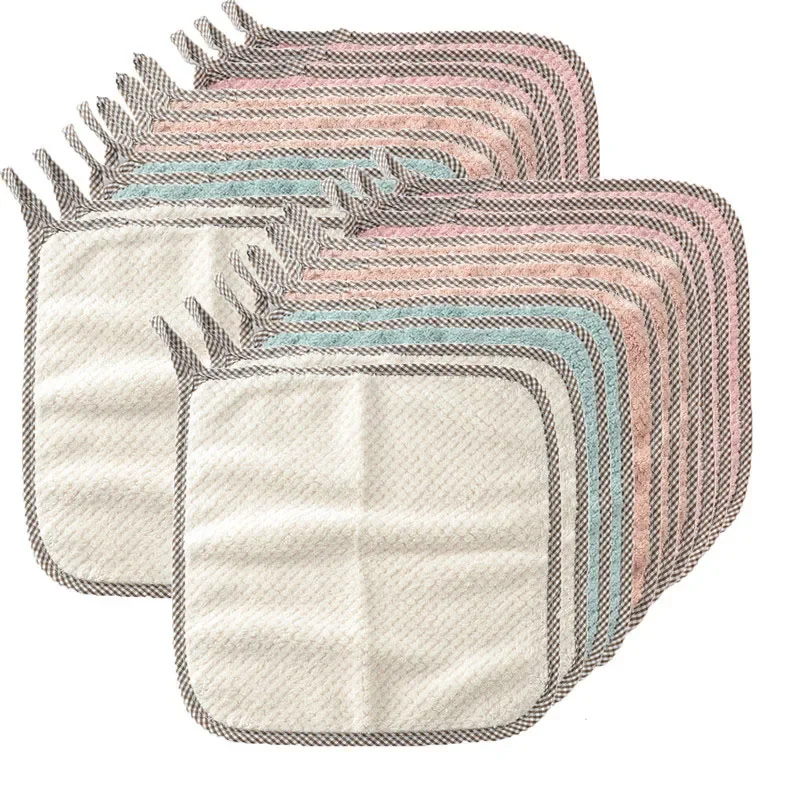 20/10/5 PCS Kitchen Dish Towel Easy Washing Dish Cloth Kitchen Rag Oil-Proof Thicken Table Cleaning Cloth Absorbent Scouring Pad