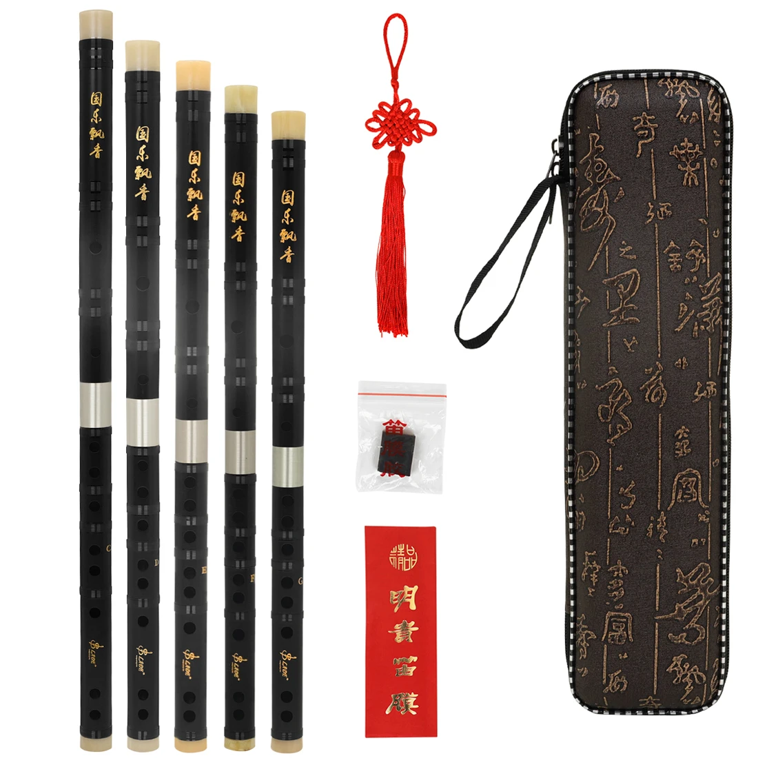 

SLADE Bamboo Flute Traditional C D E F G Key Chinese Dizi Transversal Flauta with Case Woodwind Musical Instrument