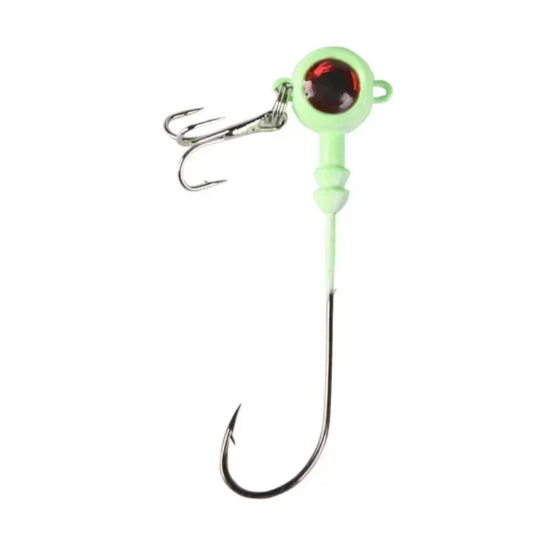 Fishing Hooks Crank Head Hooks Luminous Head Jig Lure Carbon Steel Treble Hook Artificial Baits Fishing Tackle Accessories Goods