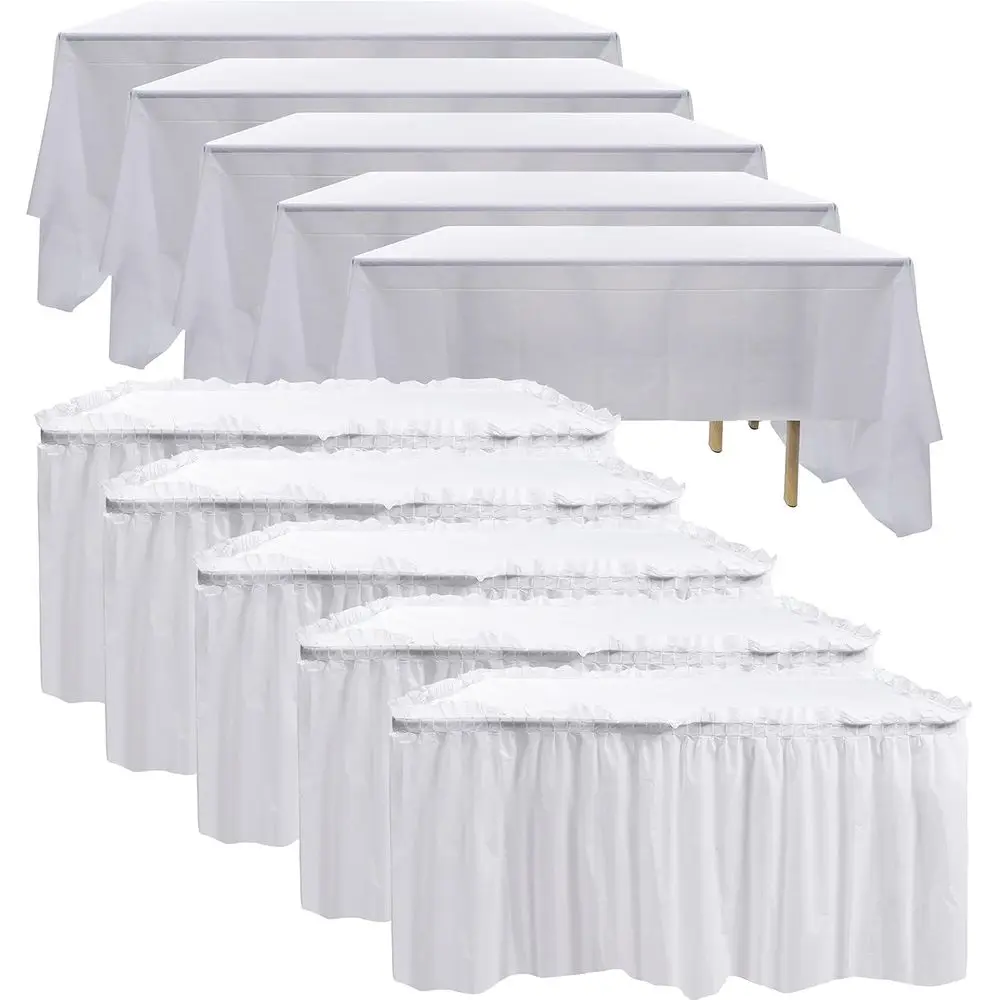 

Rectangle Table Skirts & Cloths Set, Blue, 54x108 Disposable for Parties & Showers