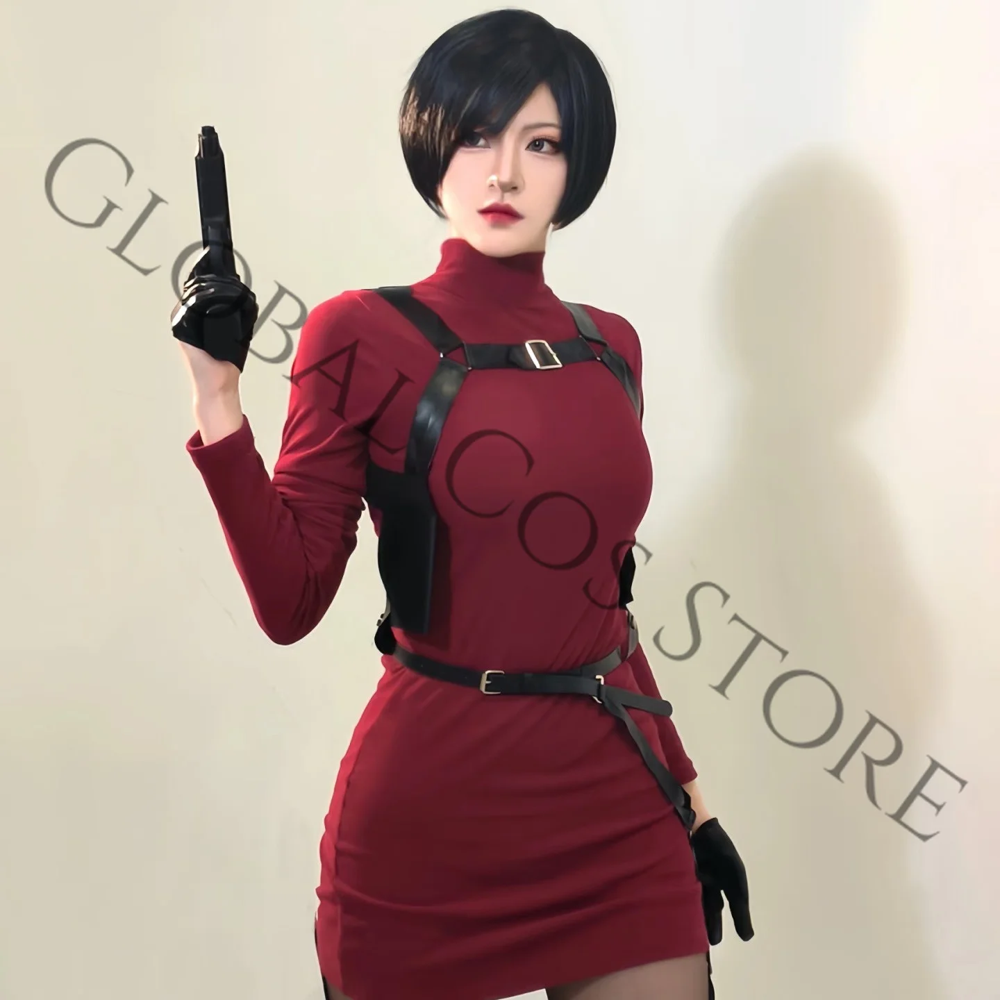 Movie Resident Evil 4 Remake Cosplay Ada Wong Costume Gloves Sweater Props Wig Set for Halloween Carnival Party Dress Up view 3