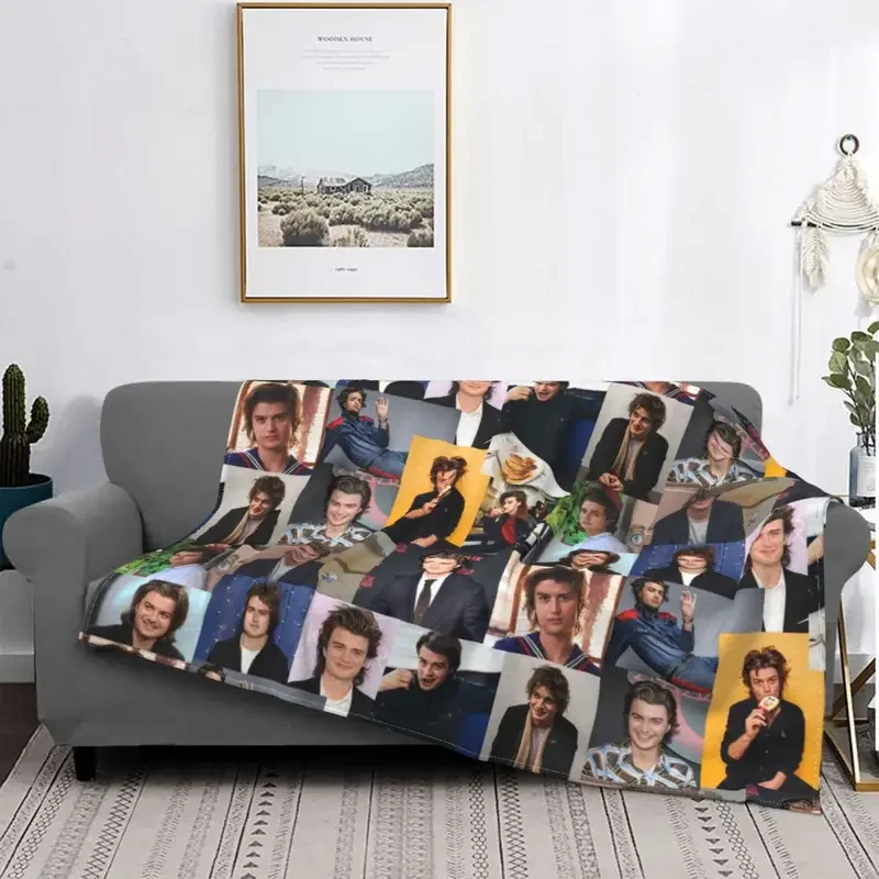 Joe Keery Collage Tv Show Blanket Velvet Summer finn wolfhard Multifunction Super Warm Throw Blanket for Bed Couch Bedspreads