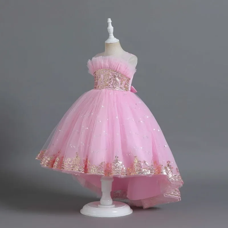 New Children's Clothing Dress Sequin Girls' Princess Fluffy Trailing Dress Ball Gown Wedding Party Flower Girl Dresses