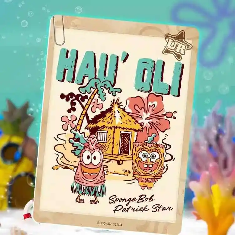 KAYOU-tarjeta cuadrada de Bob Esponja auténtica, paquete especial de tiempo divertido, parte inferior de Bikini, paquete especial, tarjetas de colección de Anime, juguete para regalo