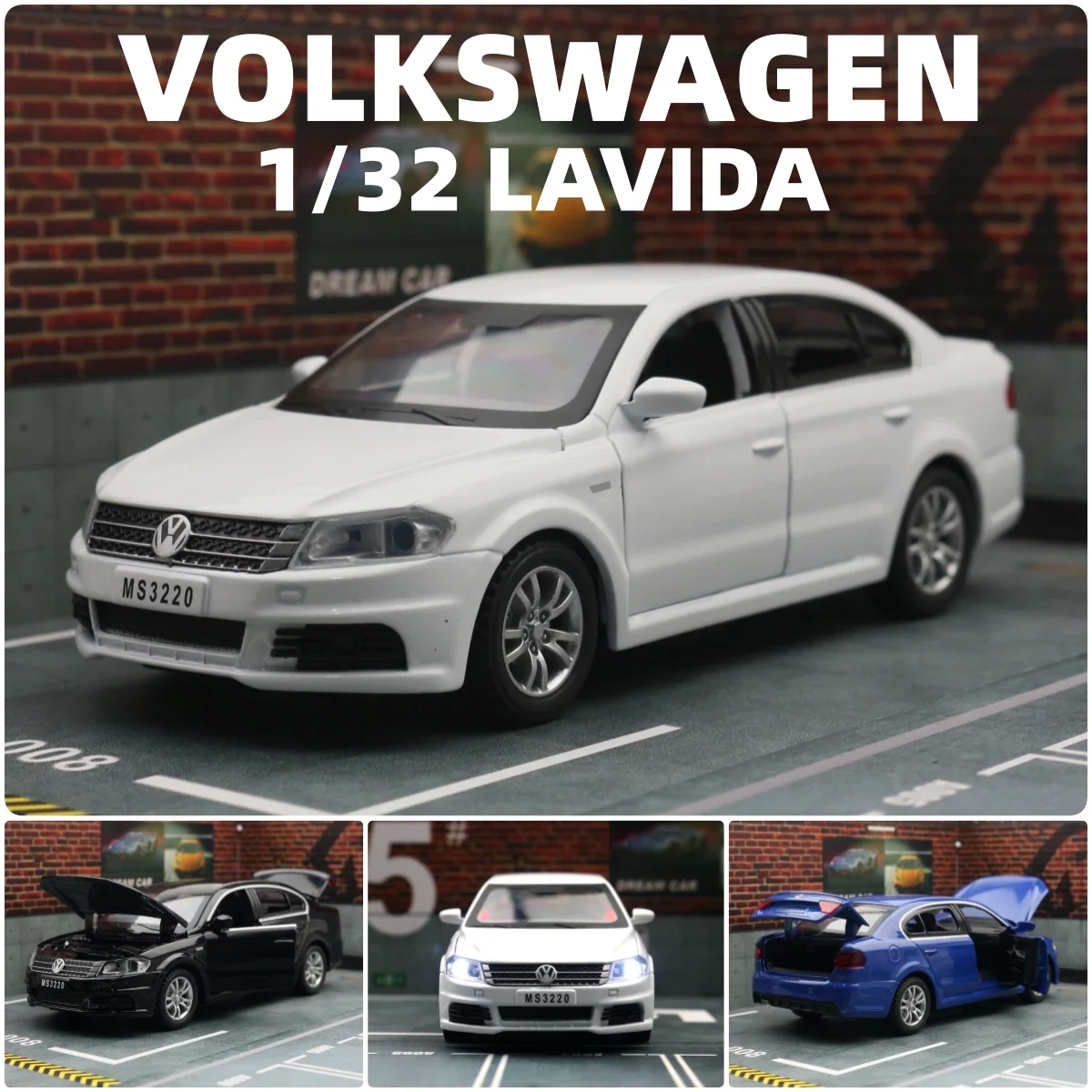 1/32 Volkswagen Lavida Toy Car Model Diecast Alloy Metal Miniature Sound & Light Pull Back 1:32 Collection Gift For Boy Children