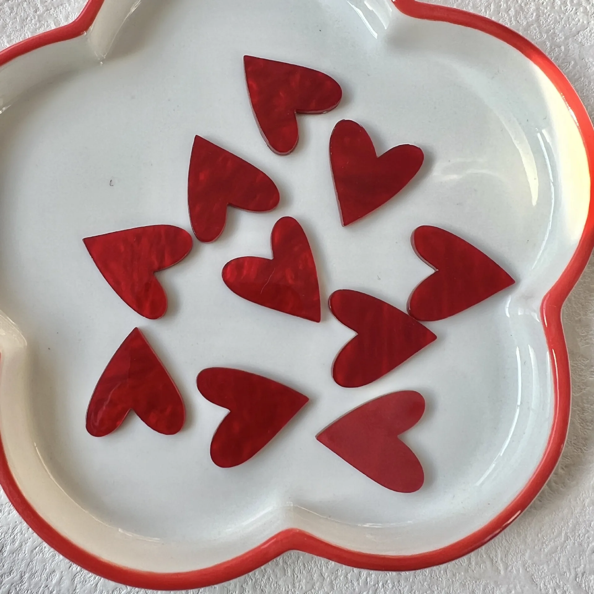 10pcs Love Heart Acrylic Patch Flat Back Resin Cabochons Diy Phone Case Hair Clips Accessories Jewelry Findings Decorations