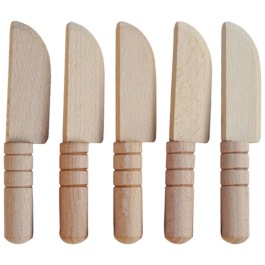 

5 Pcs Simulated Wooden Knife Mini House Accessory Puzzle Cooking Kitchen Smooth Safe Craftsmanship Decor House Refined