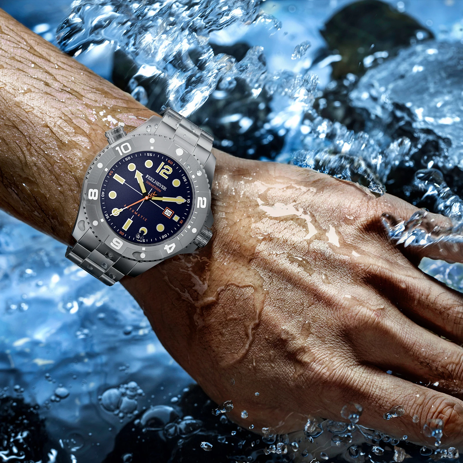 FEELNEVER Automatic Mechanical Watch For Men Sapphire 316L Stainless Steel Diving Watch Men Strong Luminous Business Wristwatch view 5