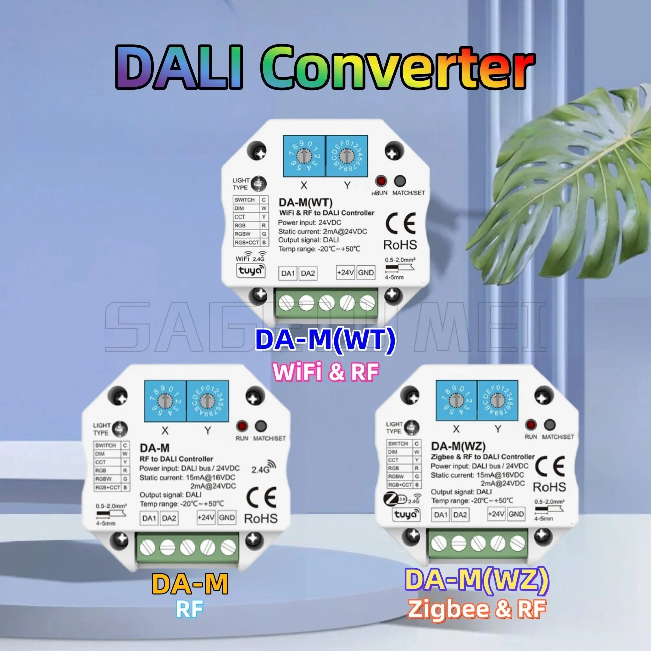 Skydance DA-M DA-M(WT/WZ) Tuya APP Control DIM RGB CCT RGBW WiFi Zigbee& RF To DALI Converter Dimmer Controller Smart Life 24VDC