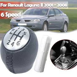 Gear Shift Knob Stick Rod Lever Pen Inner Sleeve For Renault Laguna II 2001 - 2005 2007 2008 Leather Handleball Adapter 6 Speed
