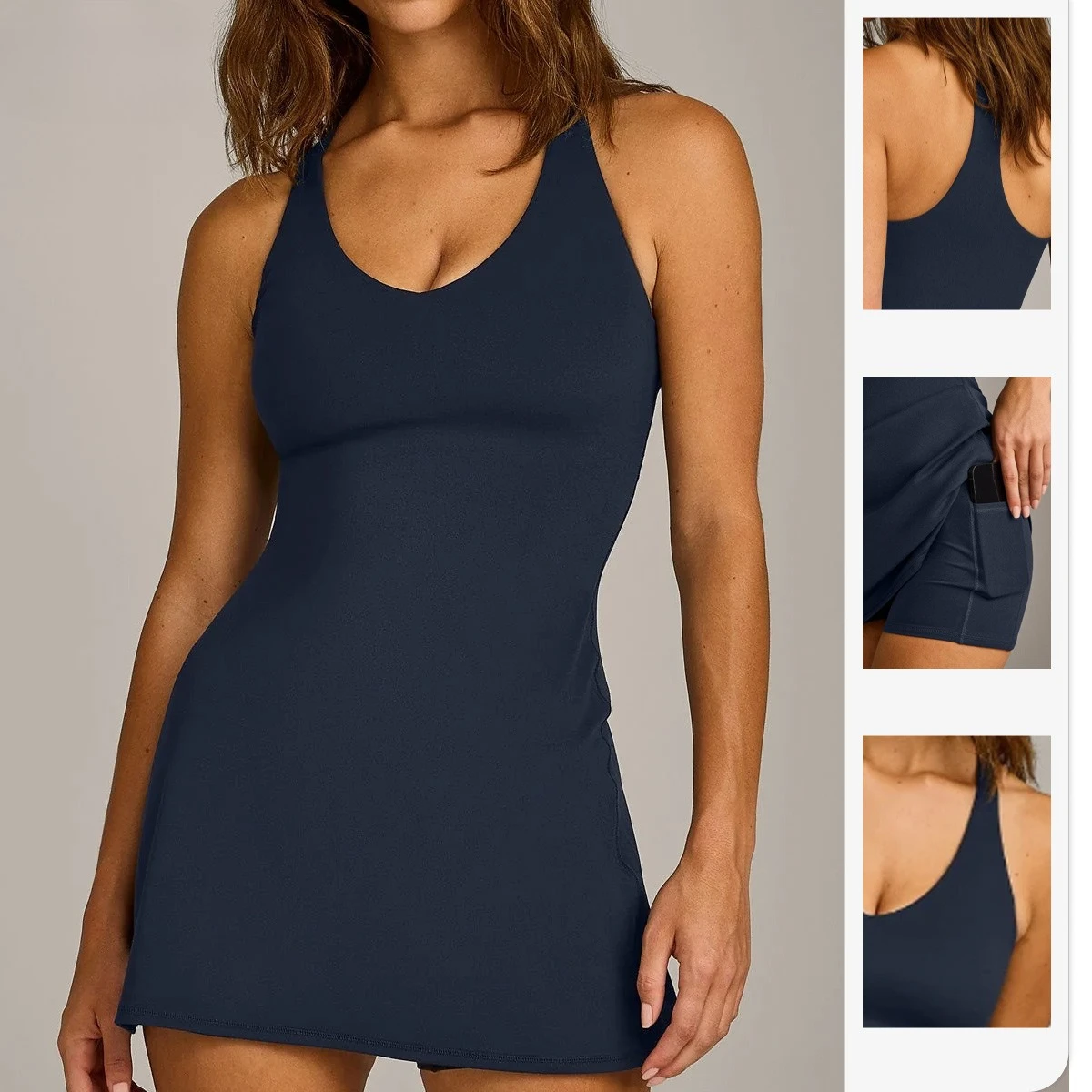 Racer vest dress women's one-piece slim fit quick-drying fitness running training suit short yoga one-piece sportswear