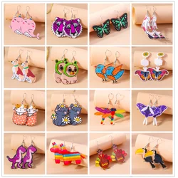 Aihua New Boho Acrylic Animal Earrings Whale Fish Bird Dragonfly Butterfly Dinosaur Cat Dog Earrings for Women Jewelry Gifts