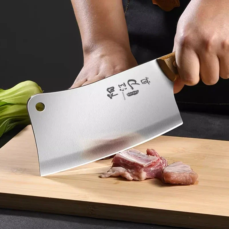 Neues professionelles Küchenmesser-Set, 2-teilig – Hochwertiger Kohlenstoffstahl-Schneide- und Knochenhacker mit Holzgriff | Allzweck-Küchenmesser – Detail 2