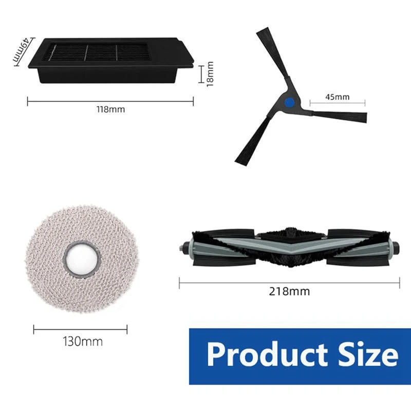 로봇 진공 부품용 메인 브러시 걸레 천 액세서리, Ecovacs Deebot X2 Omni X2 X2 Pro DEX86