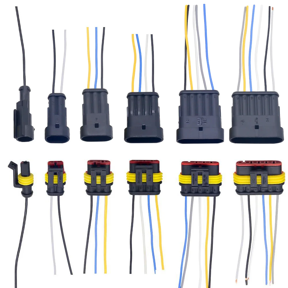 1 2 3 4 5 6 Way 1P 2P 3P 4P 5P 1.5 Kit Auto Connector Male & Female Waterproof Electrical Plug with 14AWG Cable Wire Harness