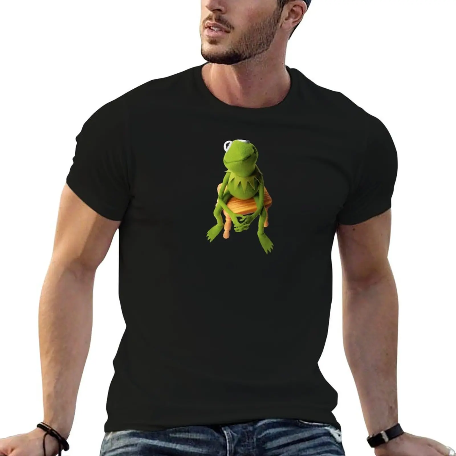 

cotton t shirts shirts fit quality T-Shirt for Chillin slim man t high Kermit