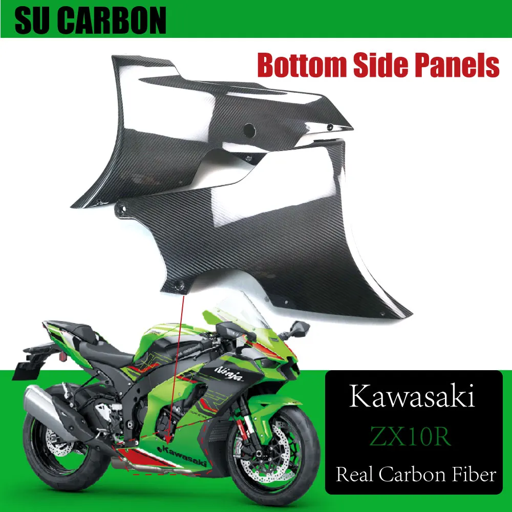 100% Real Carbon Fiber For Kawasaki ZX10R 2021 2022 2023 Motorcycle Accessories Bottom Side Panels Fairing ZX-10R