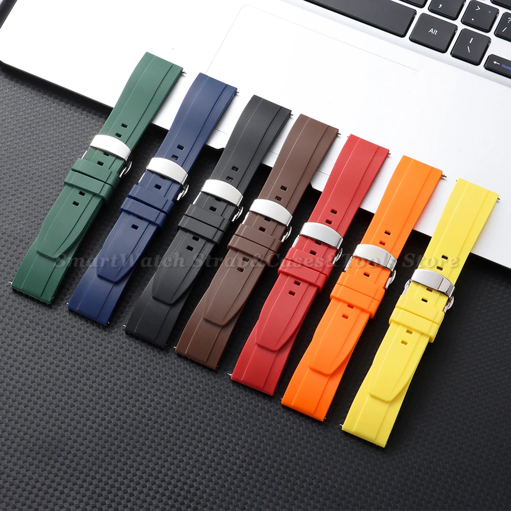 20mm 22mm Soft Silicone Watch Strap for Seiko Quick Release Waterproof Sport Watchband for Rolex Men's Diving Rubber Wristband view 6