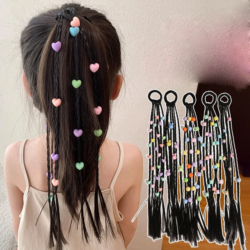 Children Rubber Bands Wig Braids Colorful Kids Elastics Braided Hair Rope Girls Cute Twist Braiding Rope Hair Accessories Tools