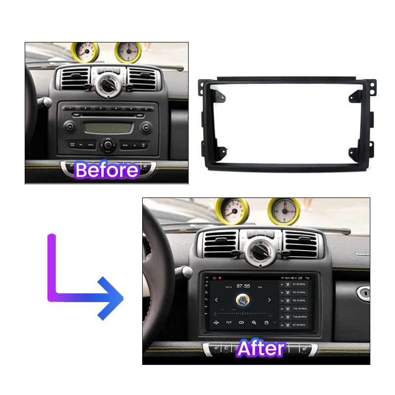 9 Inch Radio Fascias for Mercedes Benz Smart Fortwo W451 2006~2009 CD Dashboard Dash Audio Mounting Cable Dash Kit audio Frame