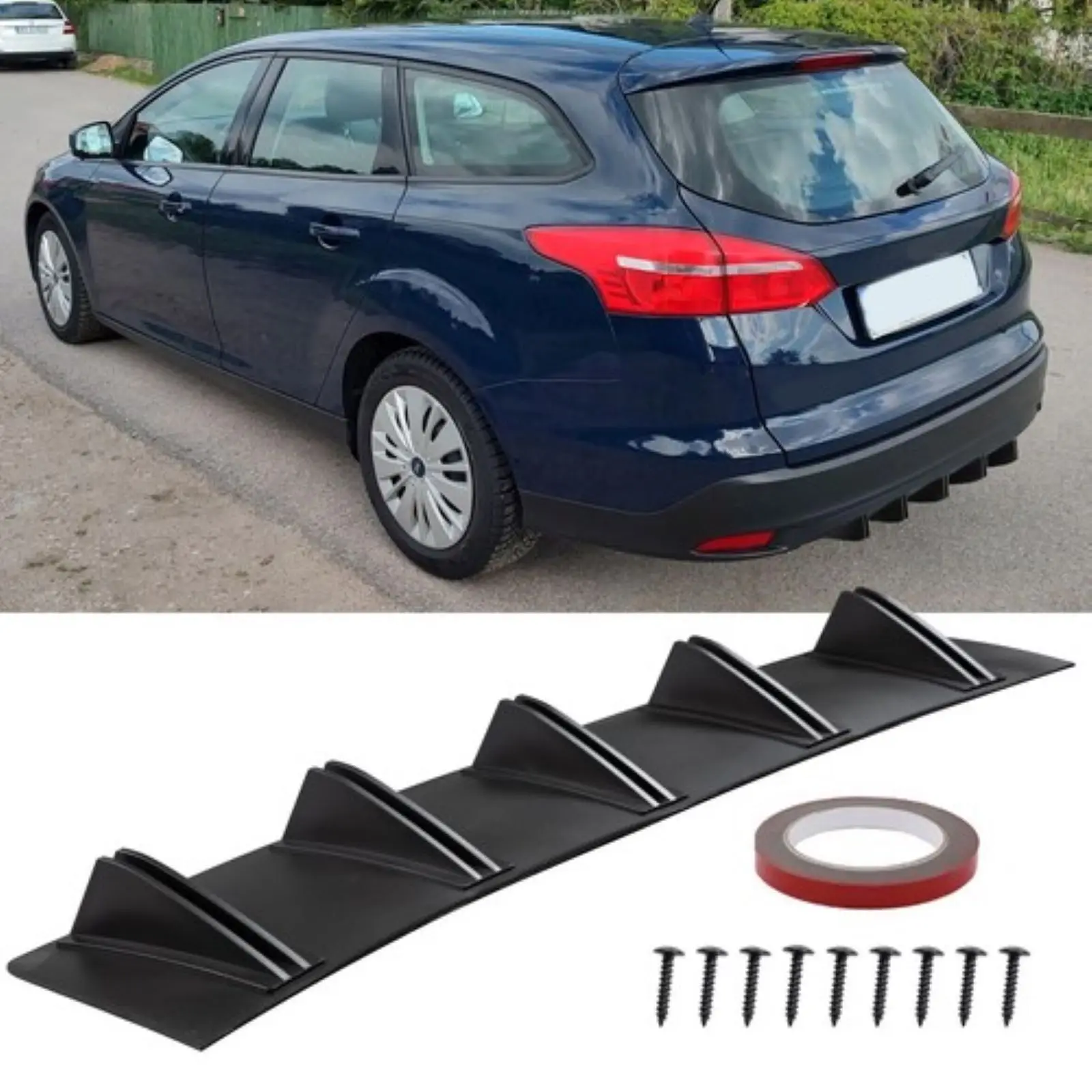 

Черный автомобильный задний бампер, диффузор для губ, плавники акулы, нижний подбородок для Ford Focus ST RS