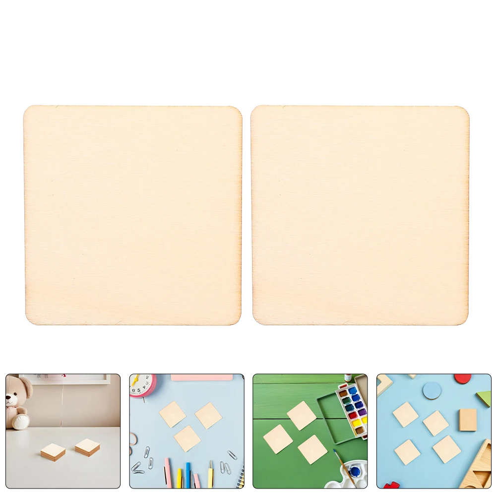 

200pcs Blank Squares 3Cm Unfinished Natural Wooden Cutouts For Crafting Diy Coasters Making Crafts Blocks Slices Cutouts For