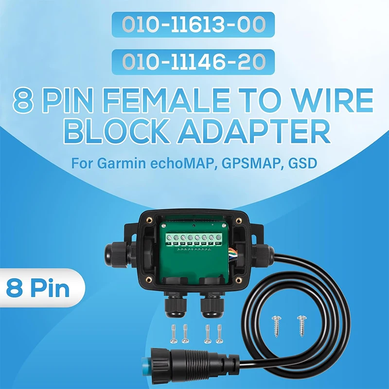 Replacement for 010-11613-00 8-Pin Female to Wire Block Adapter for Garmin echoMAP 50s/70s/50dv/70dv, GPSMAP, GSD 24/25 Modules