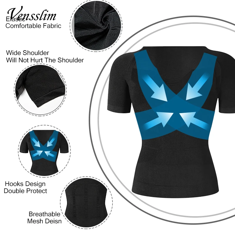 Vensslim الرجال التخسيس محدد شكل الجسم البطن تحكم ملابس داخلية رجل للتنحيف الملابس الداخلية مدرب خصر أعلى الموقف التصحيحي سترة مشد #5