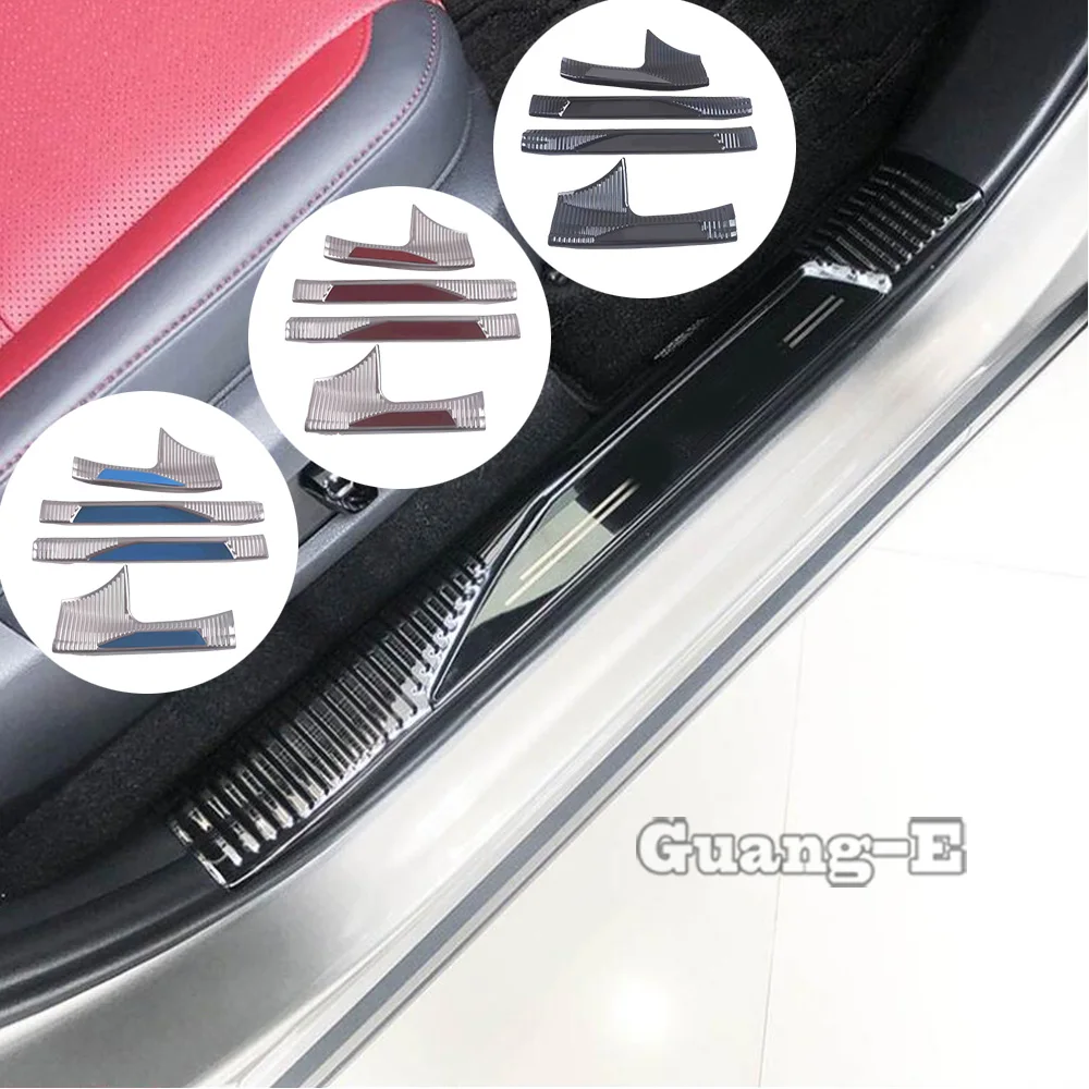 Stainless Steel Inner Door Sill Scuff Plate Covers Threshold Accessories 4Pcs For Lexus NX 250 260 350h 350 F 2022 2023 2024