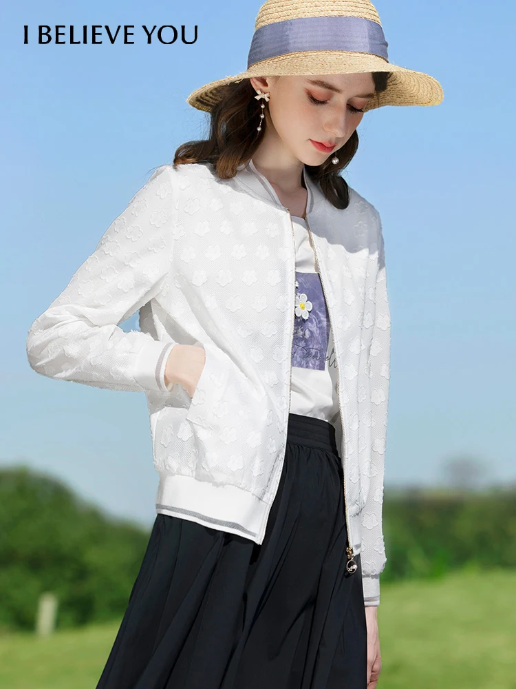 I BELIEVE YOU Women's Jacket Spring 2022 French Style Zipper Oneck Short Baseball Jacket Chic Gentle Womens tops 2221184472