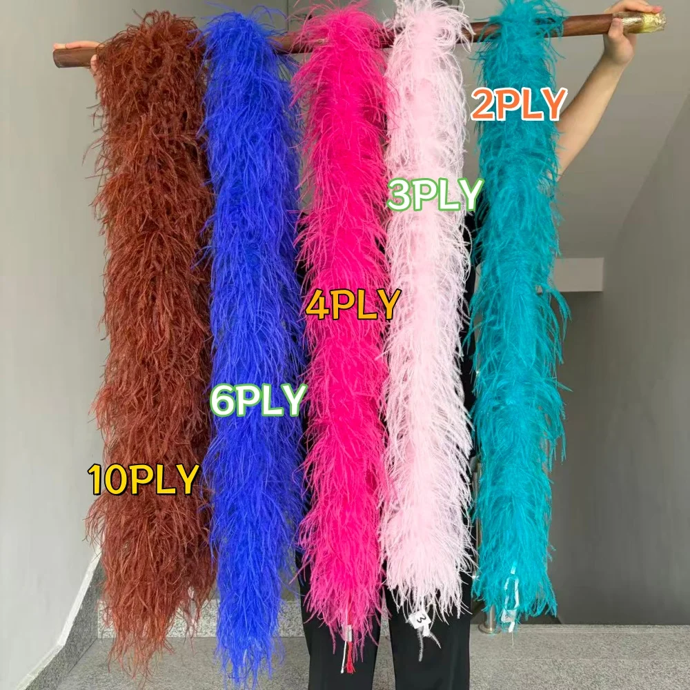 Fluffy Ostrich Feather Boa 2 3 4 6 10Ply 2M Thick Costume Scarf for Carnival Halloween Cosplay Stage Party Dress Decoration