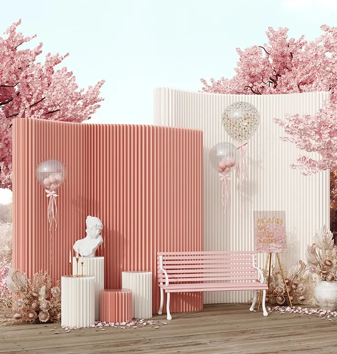 H741 Accordion Paper Screen Partition For Living Room Events Weddings Exhibitions Clothing Stores Live Streaming Backdrops
