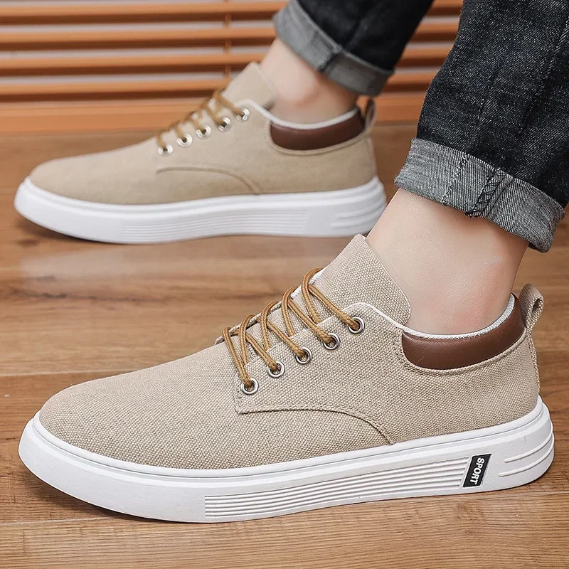 Shoes for Men Fashion Canvas Shoes Outdoor Breathable Men Sneakers Non-slip Lightweight Casual Shoes Designer Lace-up Men Flats