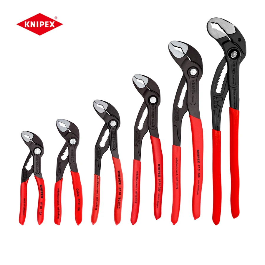 KNIPEX Tools Cobra Water Pump Pliers with Fast Push-Button Adjustment Multifunctional Plumping Tool No.8701 Series