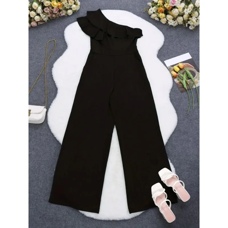 جديد حار بيع تشكيل قطعة واحدة بذلة المرأة عادي واحد الكتف كشكش الأزياء النمط الأوروبي #3