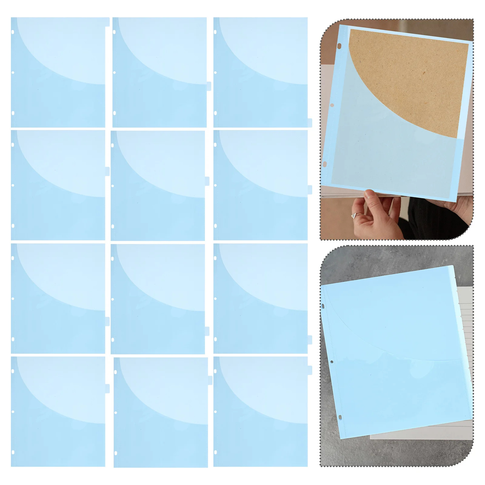 

12pcs Discbound With Pockets Plastic Index For Binder A4 File Folders Pocketed Page Dividers Clear Binder Dividers Blue