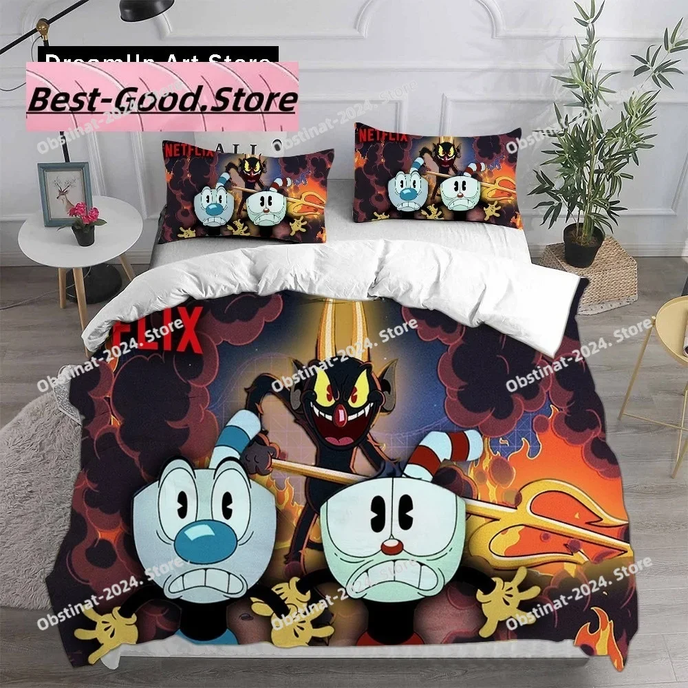 

Cute Cartoon Game Cuphead Duvet Cover Pillowcase Bedding Set Adult Boy Girl Bedroom Decoration Children Gift Single Double Large