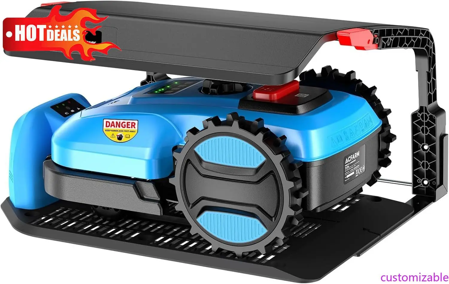 

Настраиваемая роботизированная газонокосилка для наклона 0,25 Acre 47%, автоматическая газонокосилка с аккумулятором 20 В, 4,0 Ач и функцией приложения, док-станция St