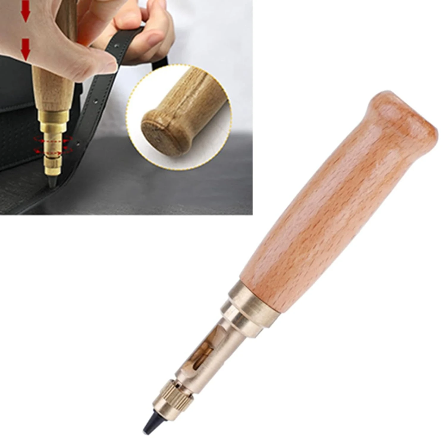 Reliable and Essential Precision Punching Leather Tool with Sturdy Wood Handle - Durable and Perfect for Crafting Watch Bands an