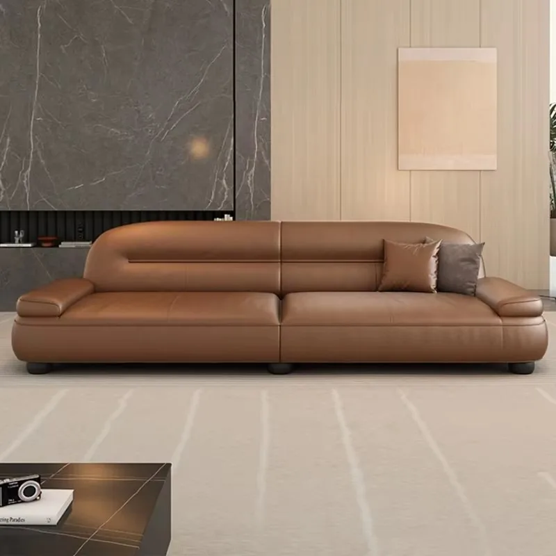 Italian Leather Three Seat Modern Office Sofa for Home Office and Living Room Commercial Use
