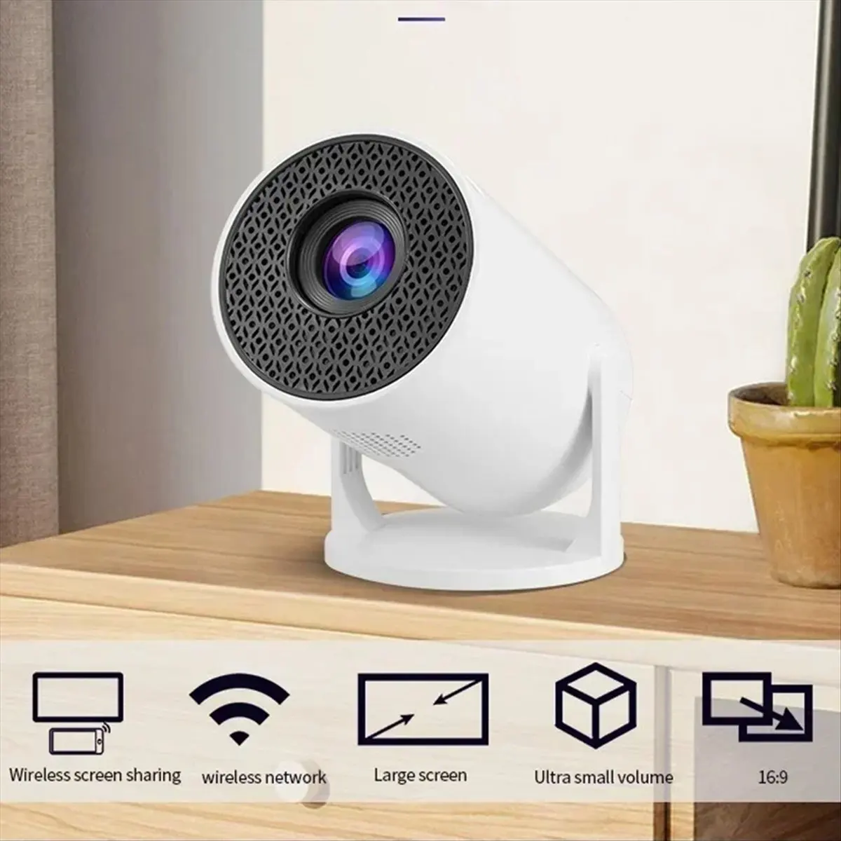 A77K Projector Wireless Fidelity 270° Adjustable LED 1080P Movie Projector for Android Phone USB TV Stick Laptop EU Plug