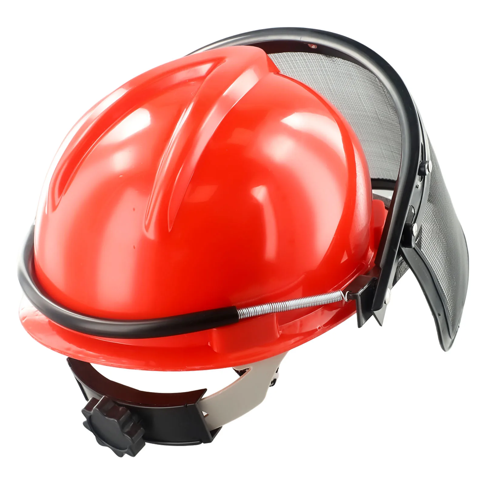 Chainsaw Safety Helmet Cover Mesh Red Protect Face from Flying Objects Adjustable Headband Lightweight Easy to Wear